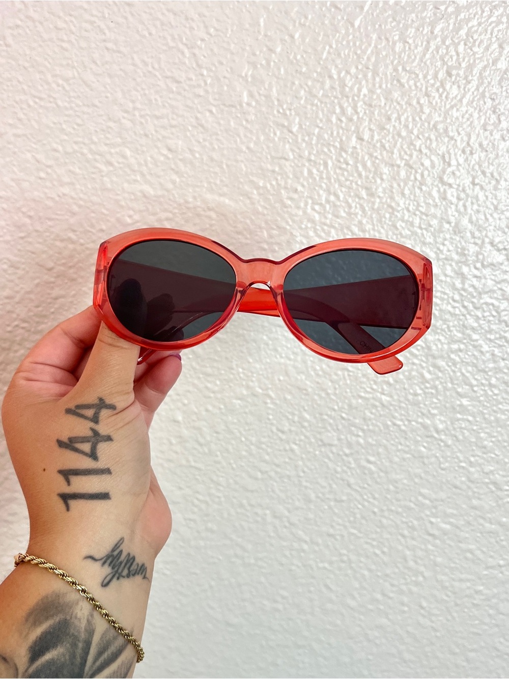 Red Transparent Oval Sunglasses